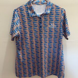 Antigua Blue and Orange Patterned Polo